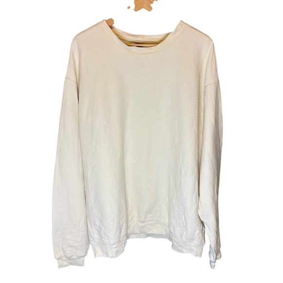 Vintage 90s Men's Lands' End Cotton Ivory Sweatshirt Pullover Made In USA Sz XL - Picture 1 of 12